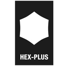 HEX-PLUS bedeutet, dass der Schraubenkopf durch größere Anlageflächen geschont wird.