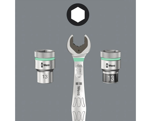 Wera Joker Maulschlüssel mit Steckschlüsseleinsätzen und Sechskantsymbol
