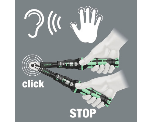 Illustration zur Verwendung eines Drehmomentschlüssels mit hörbarem Klick-Signal