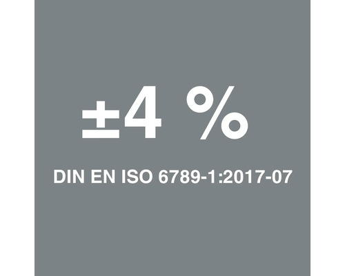 Symbol: Abweichung von plusminus 4 Prozent gemäß DIN EN ISO 6789-1:2017-07