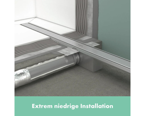 Bodenebene Dusche mit Ablaufrinne und Installationsdetails