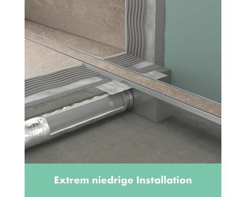 Installation einer Duschrinne mit sehr niedriger Bauhöhe