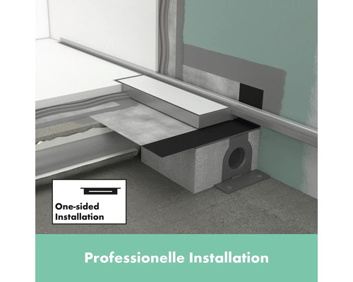 Professionelle Installation einer Duschrinne im Badezimmer.