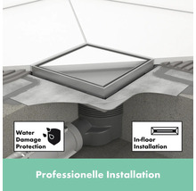 Bodenebene Dusche mit Wasserablauf und zugehörigen Dichtungselementen für professionelle Installation