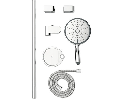 Duschstangenset mit Handbrause, Brauseschlauch und Wandhalterung