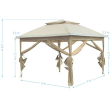 Gartendesign Pavillon mit den Maßen 3 mal 3 Meter und einer Höhe von 2,9 Metern