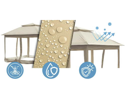 Pavillon mit Mückenschutz, wasserabweisendem Material und UV-Schutz