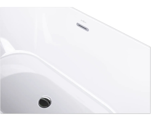 Detailansicht einer Badewanne mit Abfluss und Überlauf