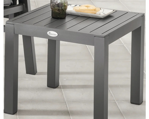 Quadratischer Gartentisch aus Aluminium mit Destiny Logo