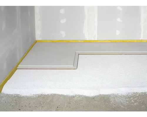 Raumbild zeigt schwimmenden Estrich auf Dämmung mit Trockenestrich-Elementen.