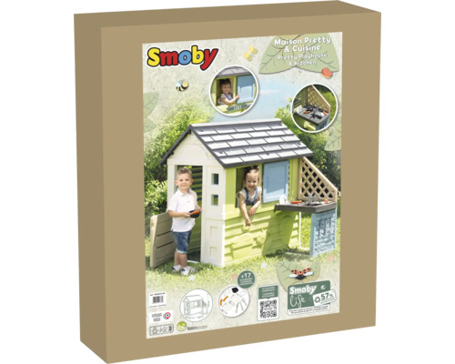 Verpackung des Smoby Maison Pretty & Cuisine Spielhauses mit Zubehör
