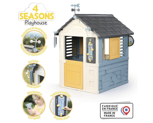 Smoby 4 Seasons Spielhaus mit Windspiel, Wetterfahne, Anemometer, Regenmesser und Spieltafel