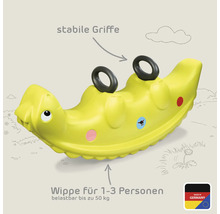 Gelbe Kinderspielplatzwippe mit Griffen für ein bis drei Personen
