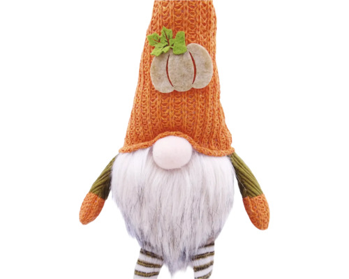 Herbstlicher Zwerg mit gestrickter Mütze und Bart als Dekoration