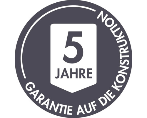 Fünf Jahre Garantie auf die Konstruktion Siegel