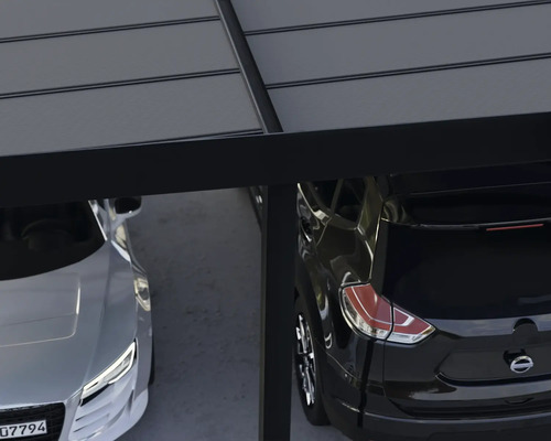 Doppelcarport mit zwei geparkten Autos