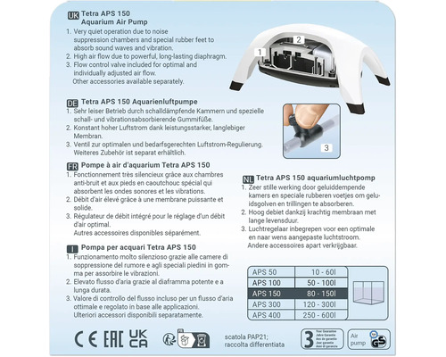 Tetra APS 150 Aquarienluftpumpe Details