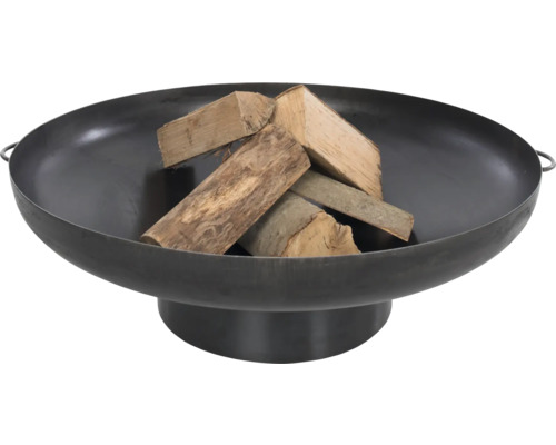 Feuerschale aus Stahl mit Holz