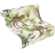 Tapetenrolle mit Leoparden- und Pflanzenmuster