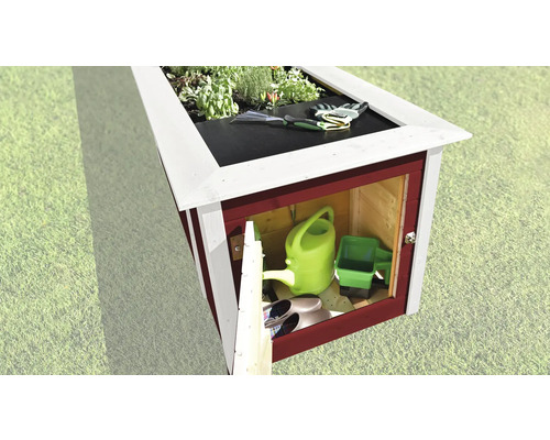 Gartenschrank mit Pflanzkasten und Gartengeräten
