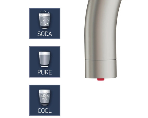 Wasserhahn mit Soda-, Rein- und Kühloptionen