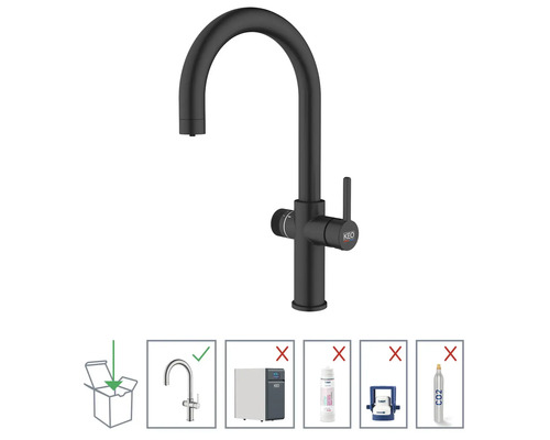 Schwarzer Küchenarmatur zur Verwendung mit einem Wassersprudler