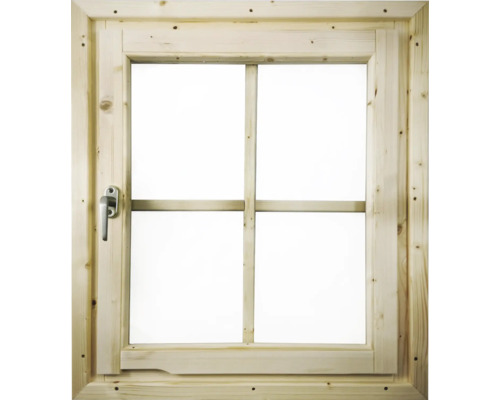 Holzfenster mit vier Feldern und Fenstergriff