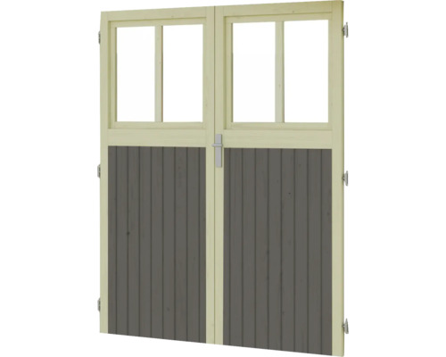 Doppeltür aus Holz mit Fenstern für Gartenhaus