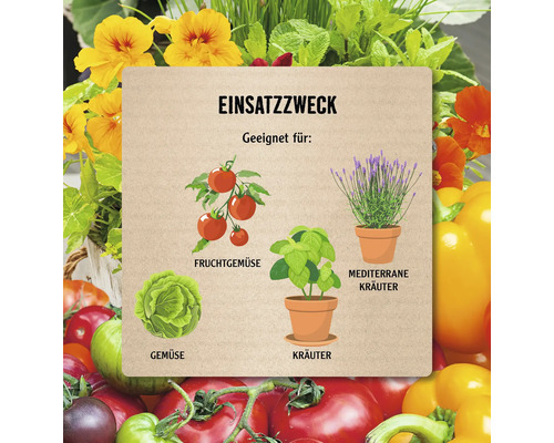 Grafik zeigt den Einsatzzweck von Gemüse, Kräutern, mediterranen Kräutern und Fruchtgemüse.