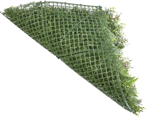 Grüne Pflanzenwand mit Kunststoffgitter