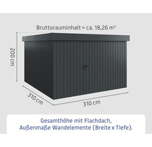 Abmessungen eines Gerätehauses mit Flachdach