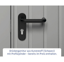 Türdrückergarnitur aus Kunststoff mit Profilzylinder