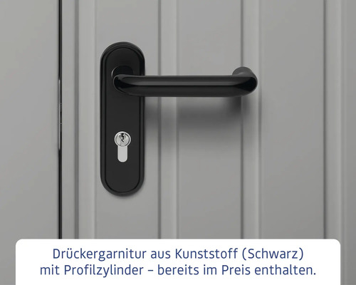 Schwarze Kunststoff-Drückergarnitur mit Profilzylinder