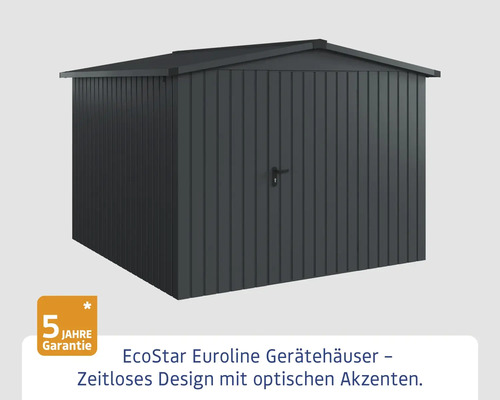 EcoStar Euroline Gerätehaus mit Tür und fünf Jahre Garantie