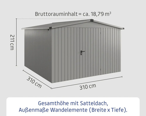 Abmessungen Gerätehaus mit Satteldach