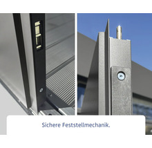 Sichere Feststellmechanik für Terrassenüberdachung