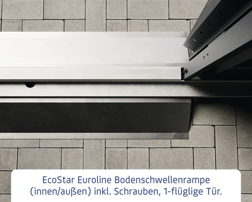 EcoStar Euroline Bodenschwellenrampe für einflügelige Tür inklusive Schrauben zur Verwendung im Innen- und Außenbereich