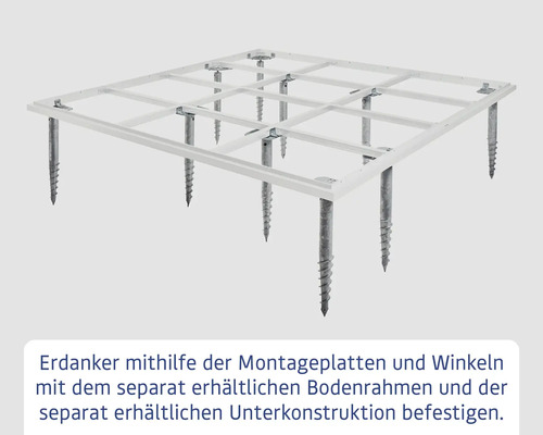 Bodenrahmen mit Schraubfundamenten zur Befestigung im Boden