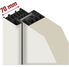 Schnittansicht eines Fensterprofils mit einer Breite von 70 Millimetern