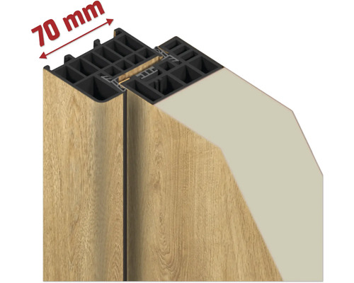 Detailansicht eines 70 mm breiten Türprofils.
