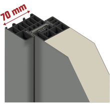 Profilschnitt eines Fensterrahmens mit einer Breite von 70 Millimetern