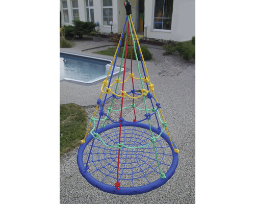 Hängesitzschaukel mit bunten Seilen für Kinder