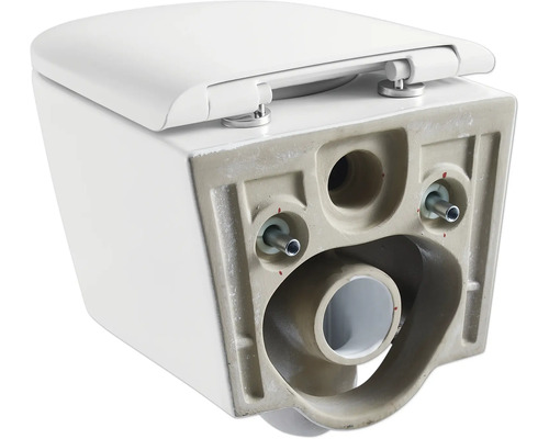 Wand-WC mit WC-Sitz, Rückansicht mit Anschlüssen