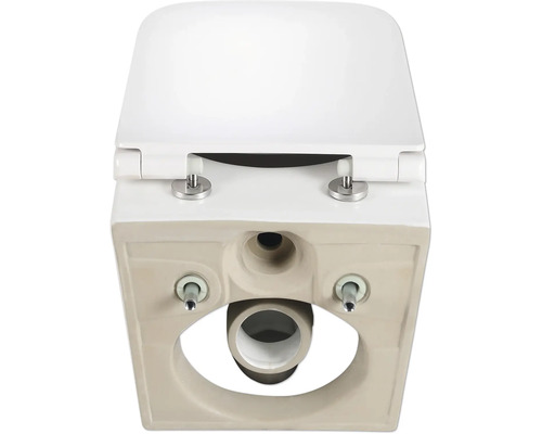 Detailansicht einer Toilette mit montiertem Toilettendeckel