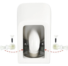 Detailansicht einer Toilette mit Befestigungsmaterial