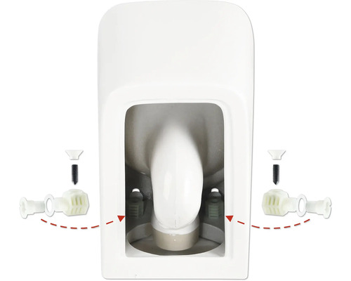 Detailansicht einer Toilette mit Befestigungsmaterial