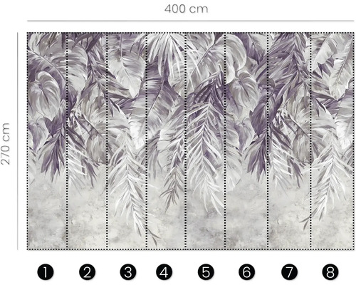 Fototapete mit Pflanzenmuster, Größe 400 cm x 270 cm