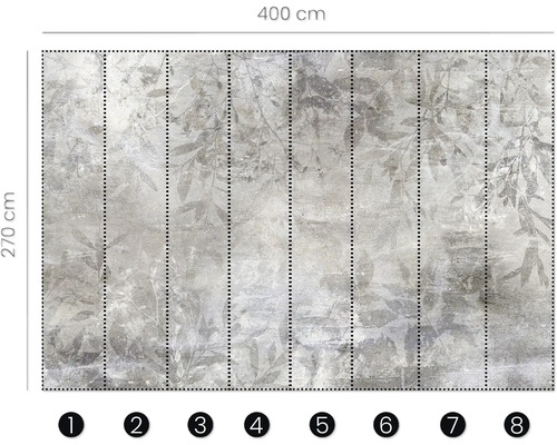 Fototapete mit Blattmuster, Abmessungen 400 cm x 270 cm