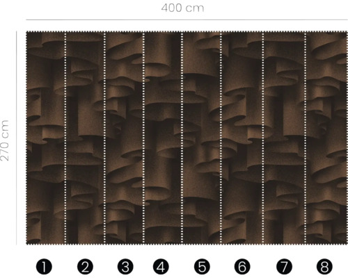 Vliestapete mit grafischem Muster und den Maßen 400 cm x 270 cm.