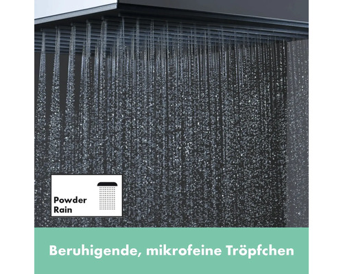 Funktion einer Kopfbrause mit PowderRain Strahlart